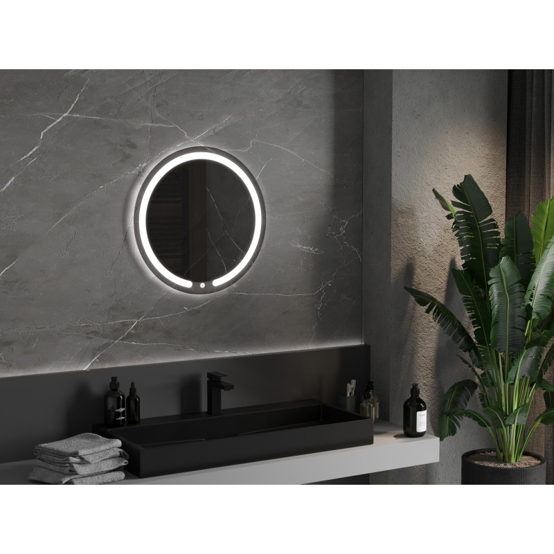 Mexen Rose oglindă de baie iluminate, rotundă 60 cm, LED 6000K, anti-aburire - 9810-060-060-611-00
