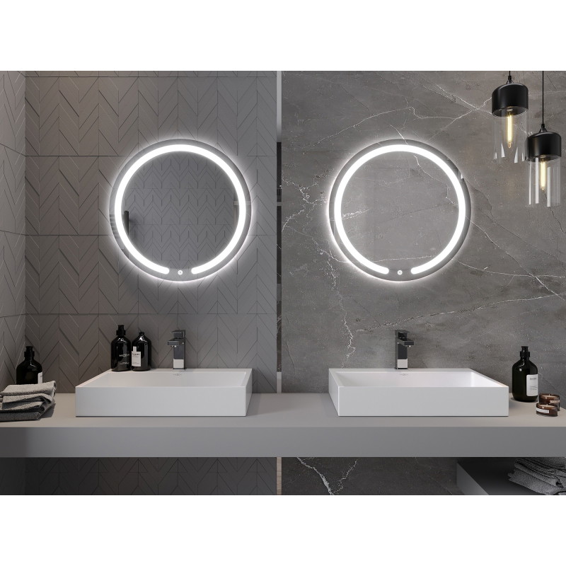 Mexen Rose oglindă de baie iluminate, rotundă 60 cm, LED 6000K, anti-aburire - 9810-060-060-611-00