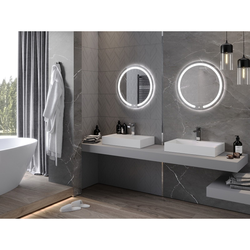 Mexen Rose oglindă de baie iluminate, rotundă 60 cm, LED 6000K, anti-aburire - 9810-060-060-611-00