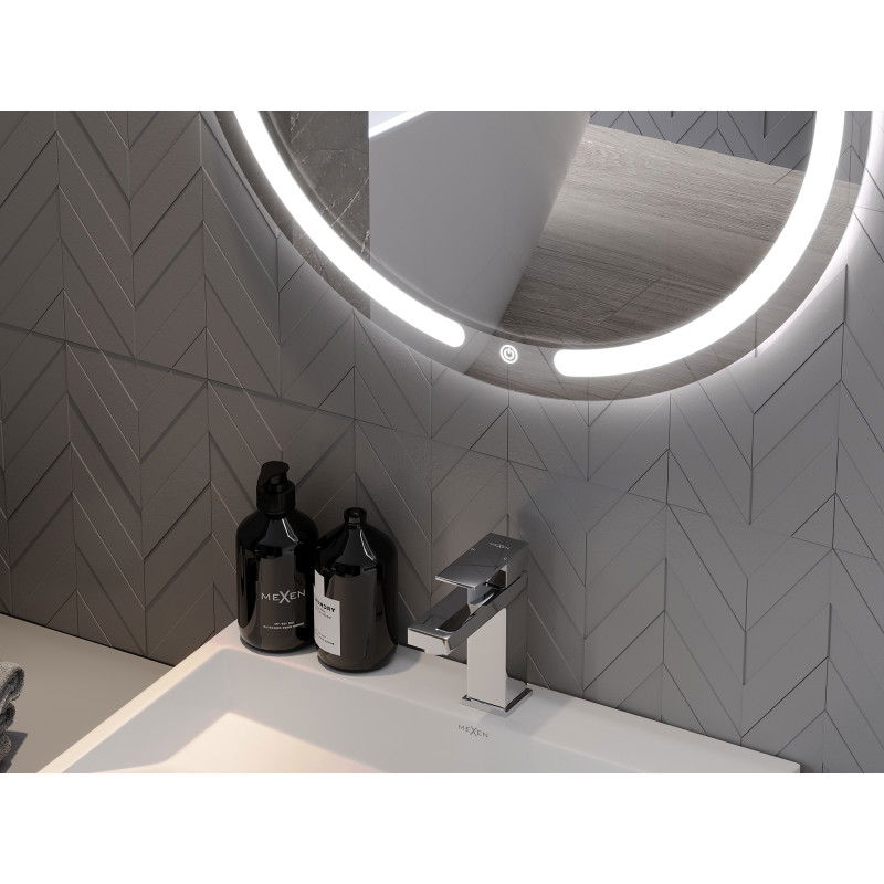 Mexen Rose oglindă de baie iluminată, rotundă 60 cm, LED 6000K, anti-ceață - 9810-060-060-611-00