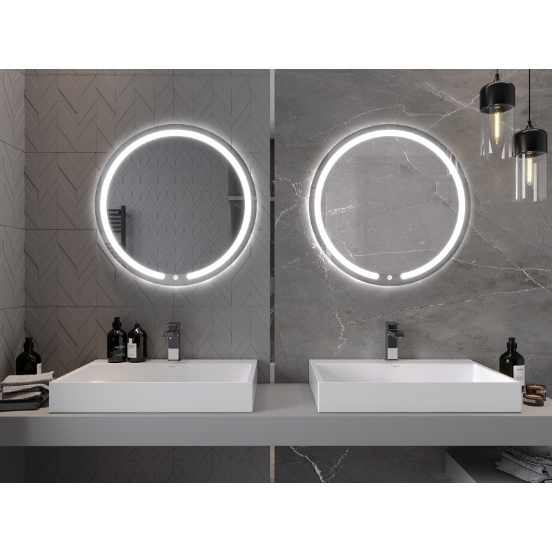 Mexen Rose megvilágított fürdőszobai tükör, kerek 70 cm, LED 6000K, páramentes - 9810-070-070-611-00