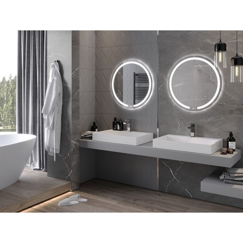 Mexen Rose oglindă de baie iluminată, rotundă 70 cm, LED 6000K, anti-ceață - 9810-070-070-611-00