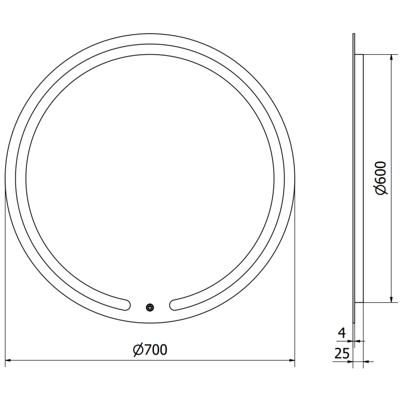 Mexen Rose kerek, megvilágított fürdőszobai tükör, 70 cm, LED 6000K, páramentes - 9810-070-070-611-00