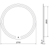 Mexen Rose kerek, LED 6000K, páramentes, megvilágított fürdőszobai tükör, 70 cm - 9810-070-070-611-00