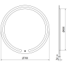 Mexen Rose oglindă de baie iluminată, rotundă 70 cm, LED 6000K, anti-ceață - 9810-070-070-611-00