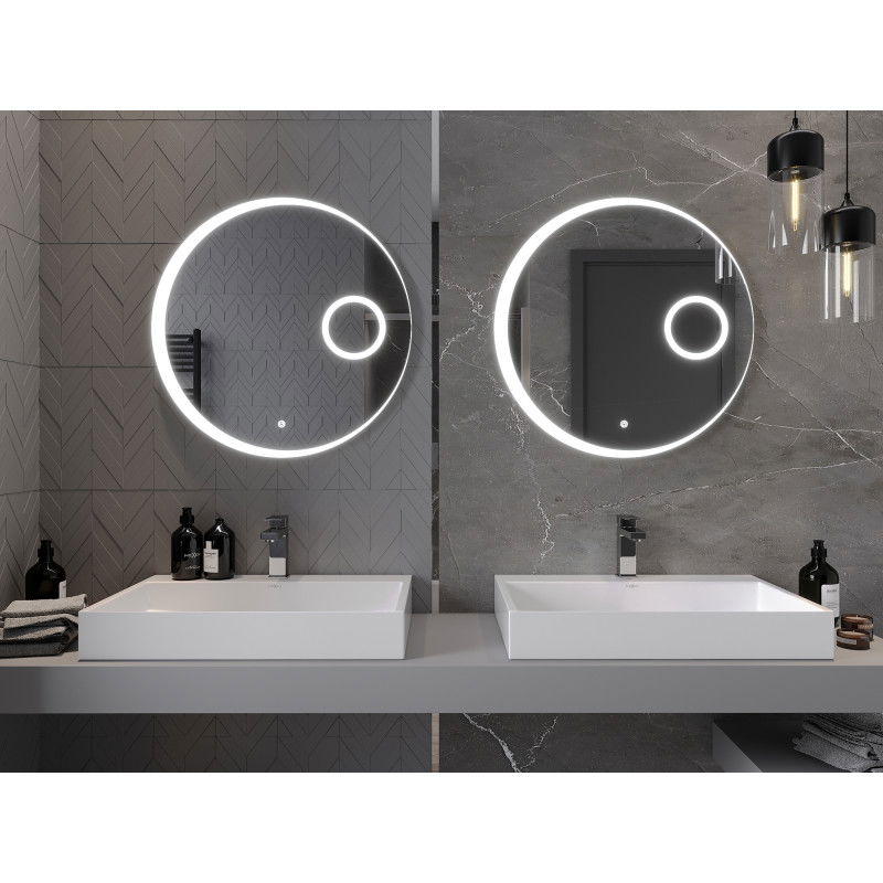 Mexen Ella oglindă de baie iluminată cu oglindă cosmetică, rotundă 70 cm, LED 6000K, anti-aburire - 9811-070-070-611-00