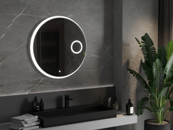 Mexen Ella oglindă de baie iluminată cu oglindă cosmetică, rotundă 80 cm, LED 6000K, antiaburire - 9811-080-080-611-00
