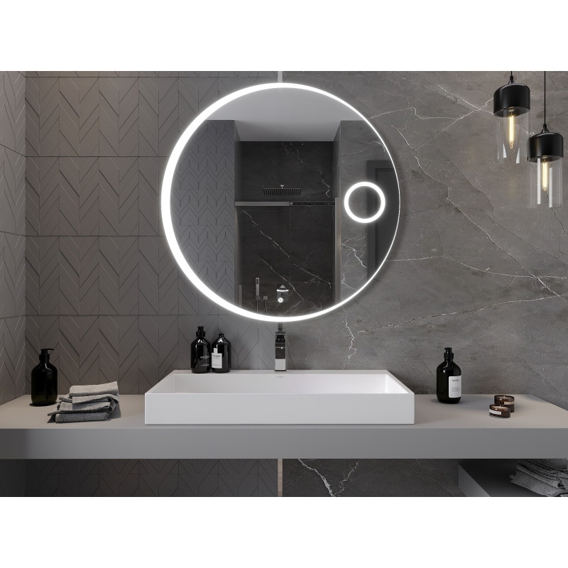 Mexen Ella oglindă de baie iluminată cu oglindă cosmetică, rotundă 100 cm, LED 6000K, anti-ceață - 9811-100-100-611-00