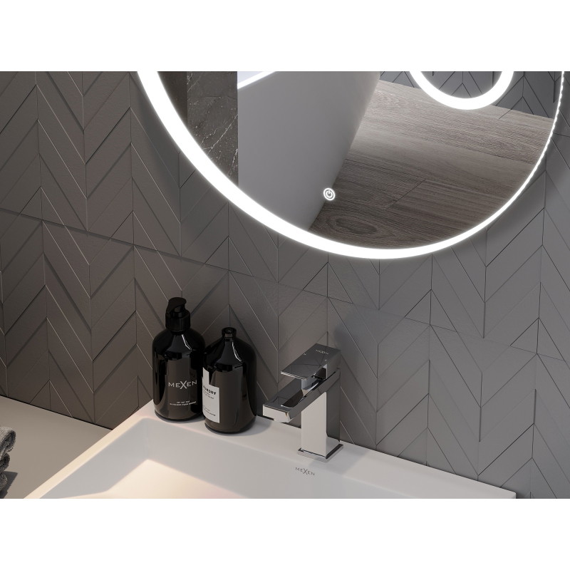 Mexen Ella oglindă de baie iluminată cu oglindă cosmetică, rotundă 100 cm, LED 6000K, anti-ceață - 9811-100-100-611-00