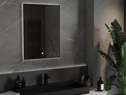 Mexen Erma oglindă de baie iluminată 60 x 80 cm, LED 6000K, antifog, cadru negru - 9814-060-080-611-70