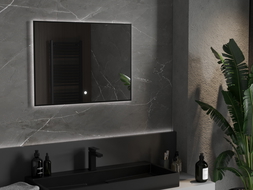 Mexen Erma oglindă de baie iluminată 80 x 60 cm, LED 6000K, anti-aburire, ramă neagră - 9814-080-060-611-70