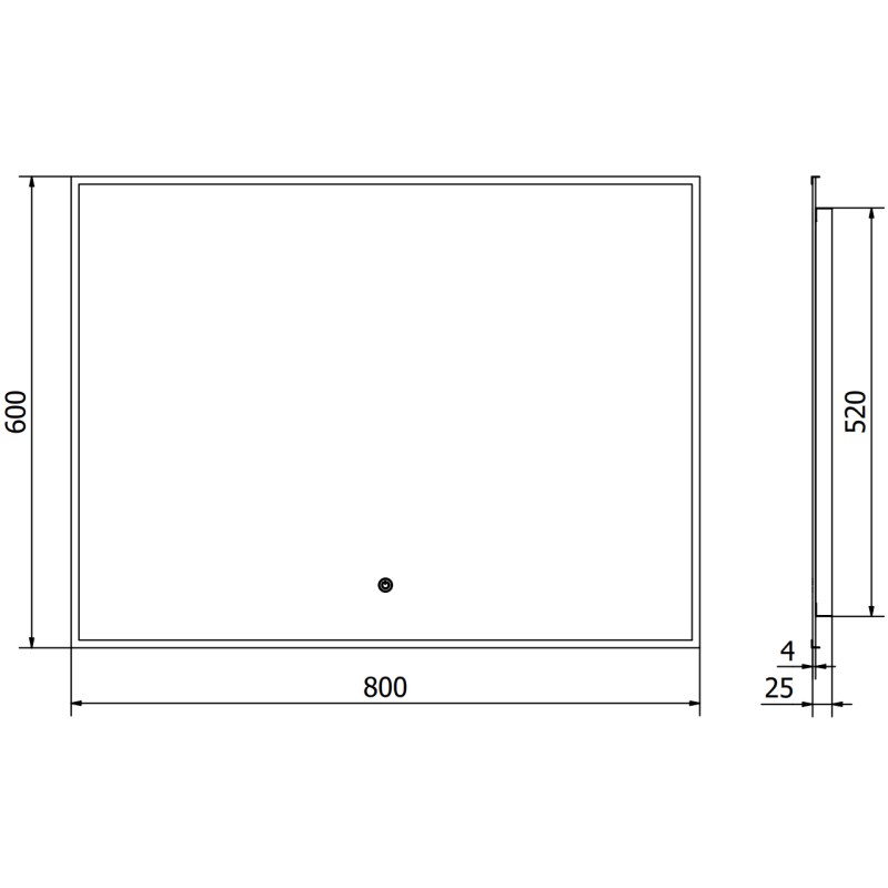 Mexen Erma fürdőszobai tükör, világító, 80 x 60 cm, LED 6000K, páramentes, fekete keret - 9814-080-060-611-70