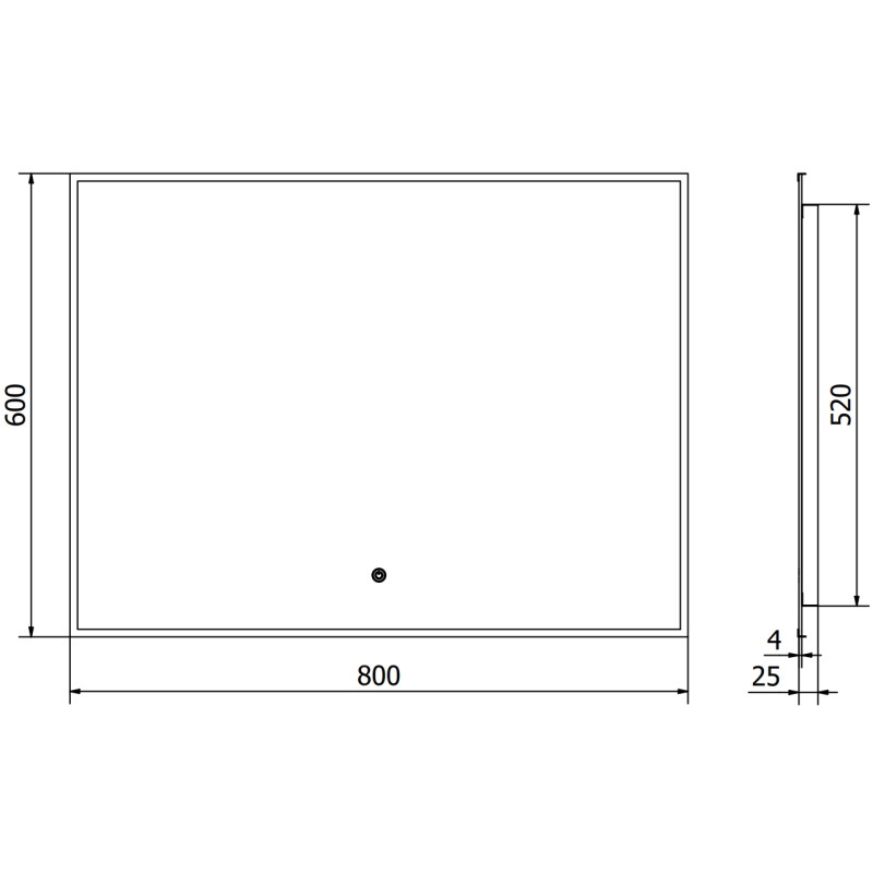 Mexen Erma világító LED fürdőszobai tükör 80 x 60 cm, 6000K, páramentes, fekete keret - 9814-080-060-611-70