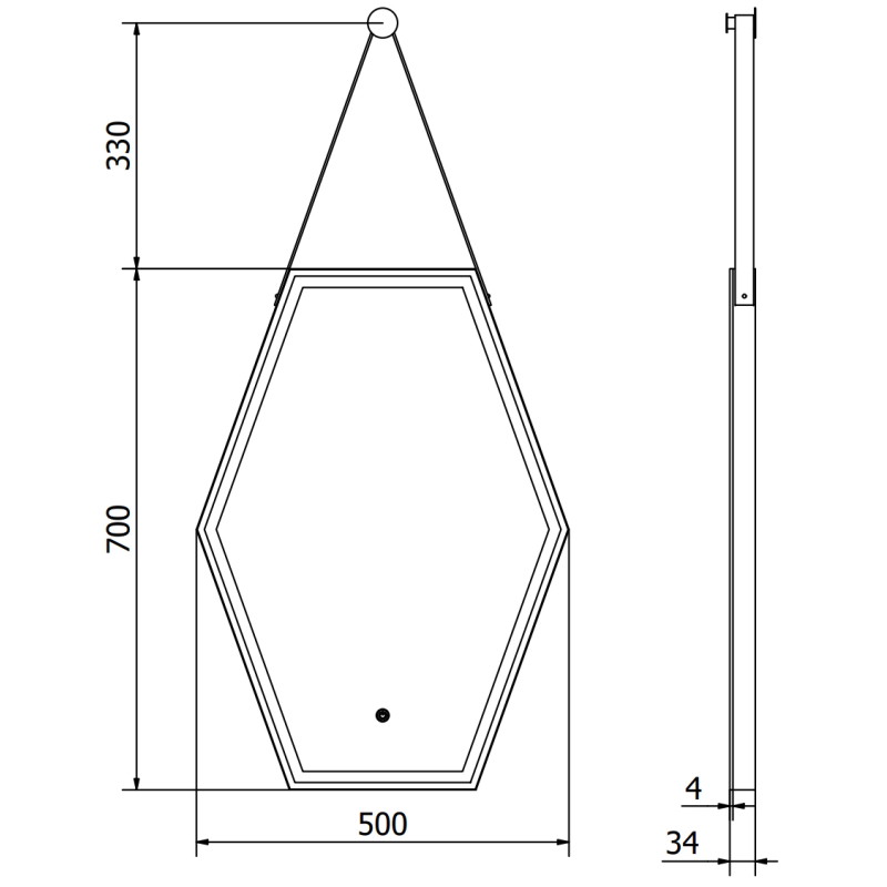 Mexen Orla oglindă de baie iluminată 50 x 70 cm, LED 6000K, anti-aburire, cadru negru - 9815-050-070-611-70