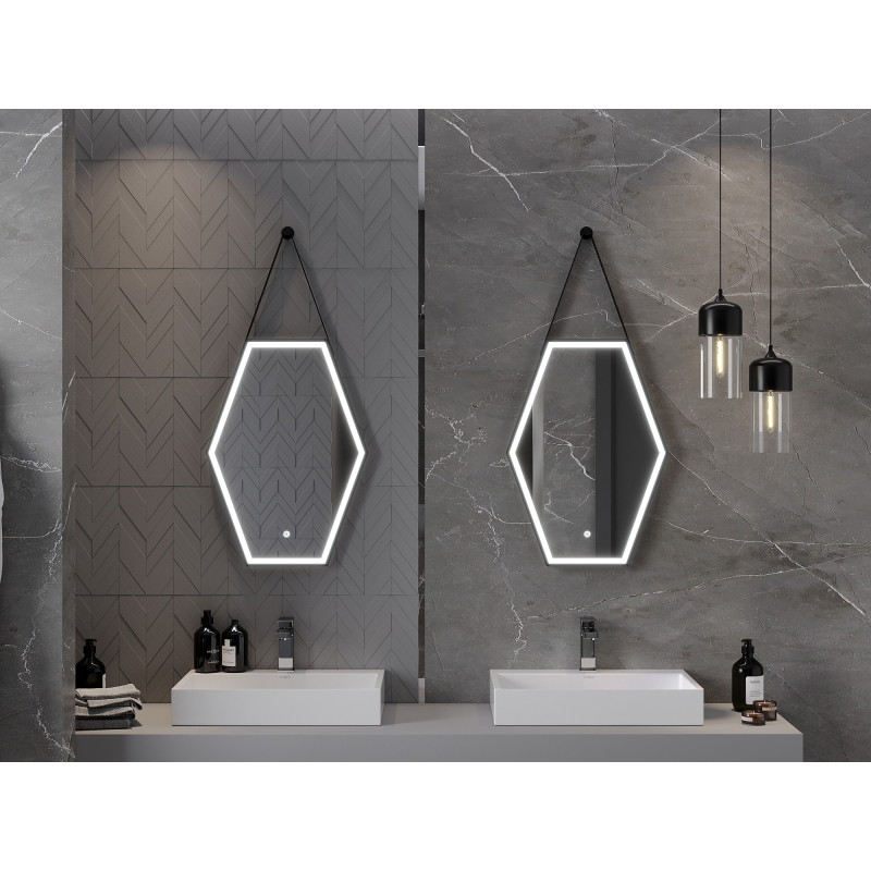 Mexen Orla oglindă de baie iluminată 50 x 70 cm, LED 6000K, anti-aburire, cadru negru - 9815-050-070-611-70