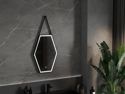 Mexen Orla oglindă iluminată de baie 50 x 70 cm, LED 6000K, anti aburire, ramă neagră - 9815-050-070-611-70