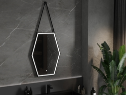 Mexen Orla oglindă de baie iluminată 60 x 80 cm, LED 6000K, antiaburire, ramă neagră - 9815-060-080-611-70
