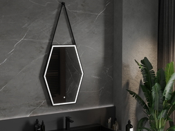 Mexen Orla oglindă iluminată de baie 60 x 80 cm, LED 6000K, anti aburire, ramă neagră - 9815-060-080-611-70
