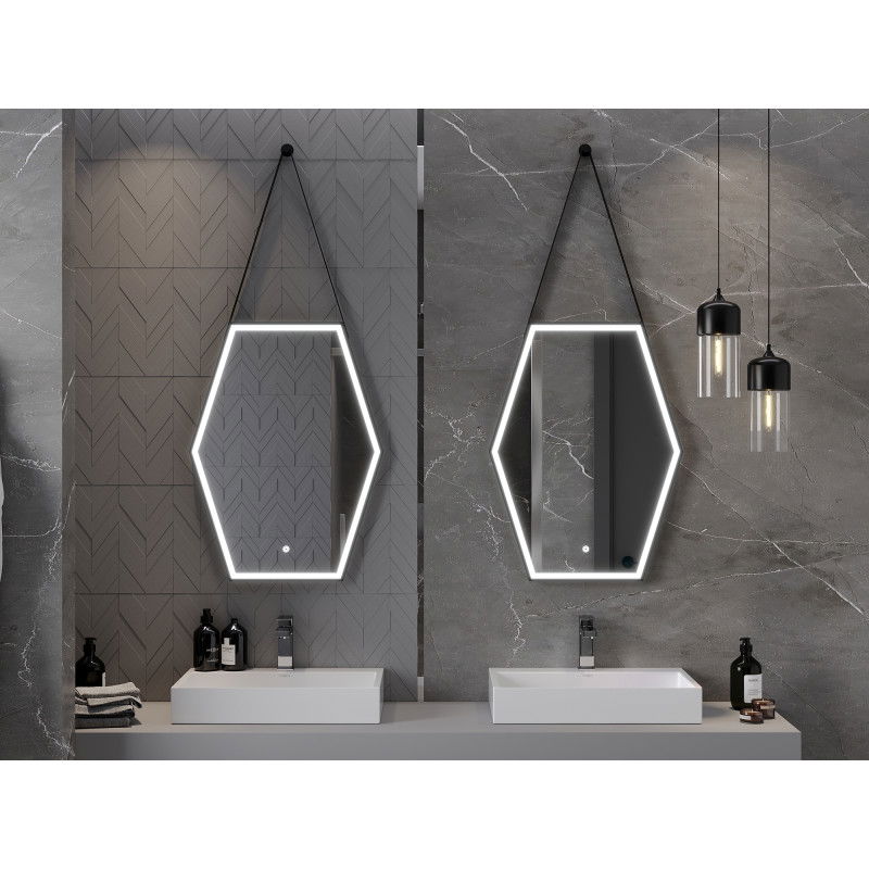 Mexen Orla oglindă de baie iluminată 60 x 80 cm, LED 6000K, anti-ceață, ramă neagră - 9815-060-080-611-70