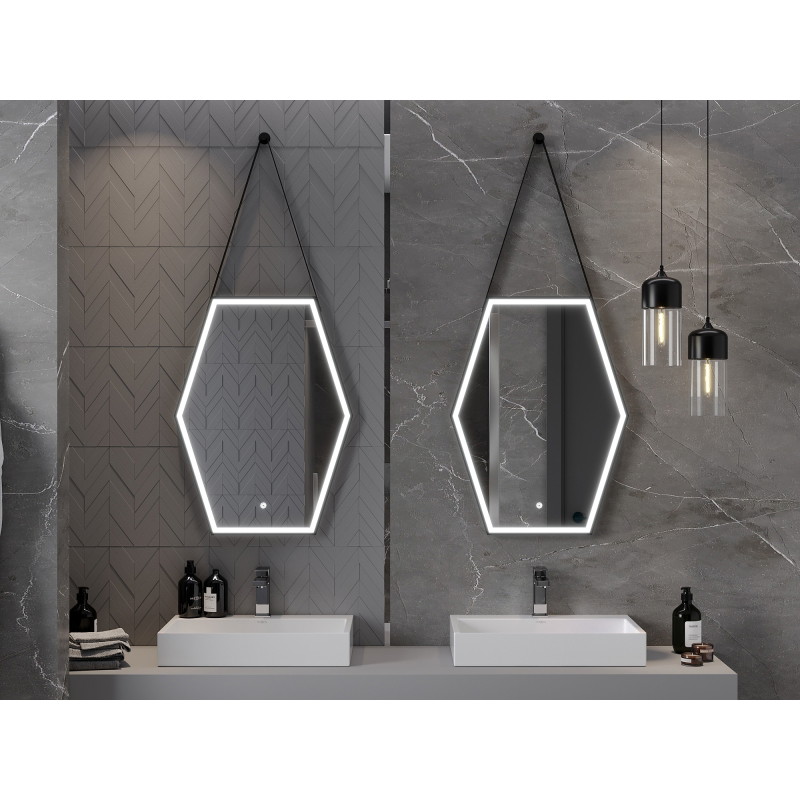 Mexen Orla oglindă de baie iluminată 60 x 80 cm, LED 6000K, antiaburire, ramă neagră - 9815-060-080-611-70