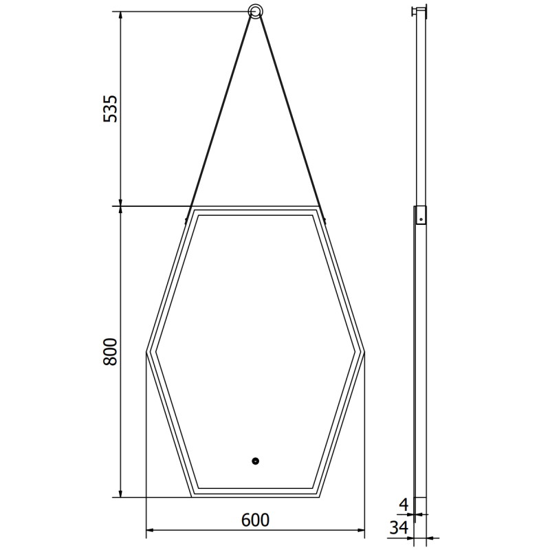 Mexen Orla megvilágított fürdőszobai tükör 60 x 80 cm, LED 6000K, páramentes, fekete keret - 9815-060-080-611-70