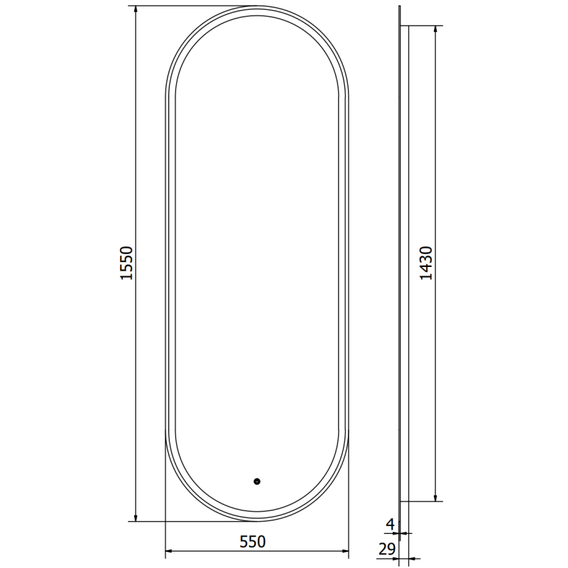 Mexen Bono fürdőszobai tükör 55 x 155 cm, LED 6000K, párásodásmentes - 9816-055-155-611-00