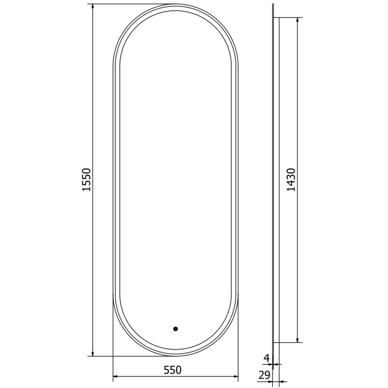 Mexen Bono fűtött világítású fürdőszobai tükör 55 x 155 cm, LED 6000K, páramentesítő - 9816-055-155-611-00