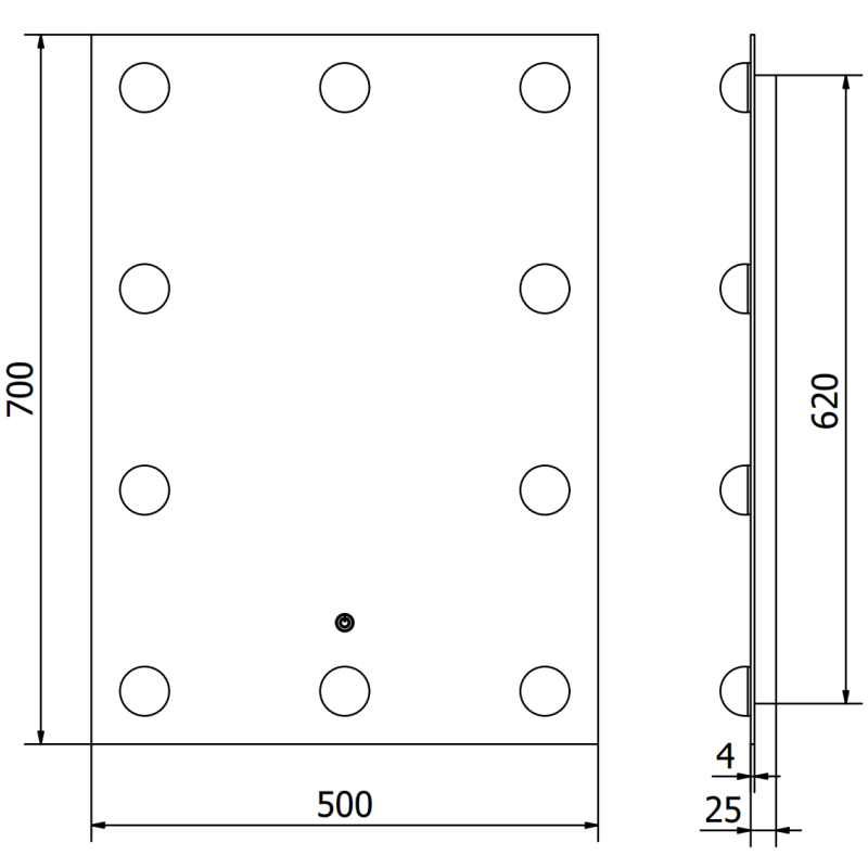 Mexen Dona megvilágított fürdőszobai tükör 50 x 70 cm, LED 6000K, páramentes - 9818-050-070-611-00