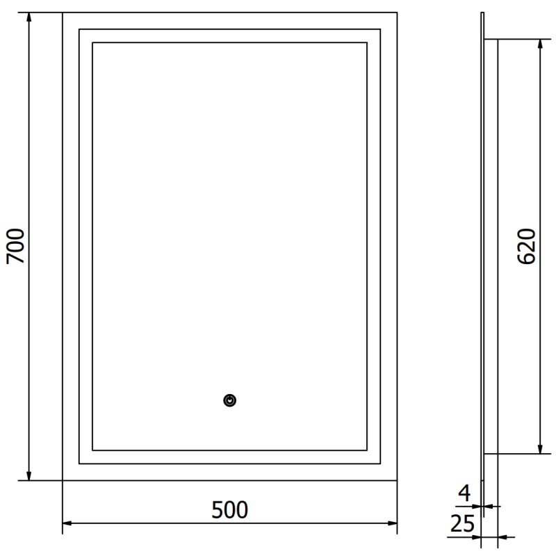 Mexen Miko oglindă de baie iluminată 50 x 70 cm, LED 6000K, antiaburire - 9819-050-070-611-00