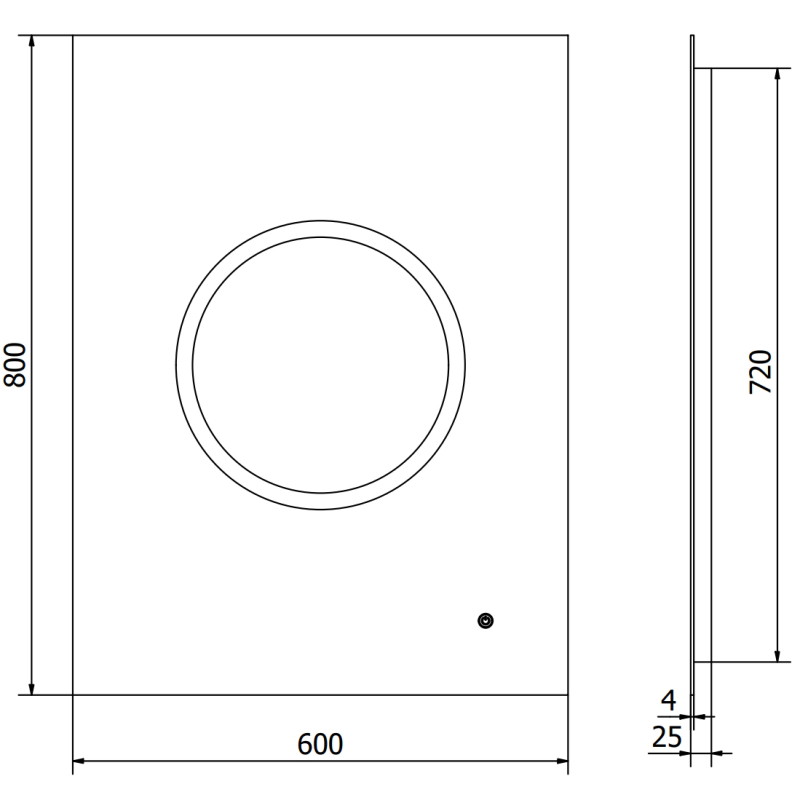 Mexen Koga 60 x 80 cm-es, megvilágított fürdőszobai tükör, LED 6000K, páramentesítő - 9821-060-080-611-00