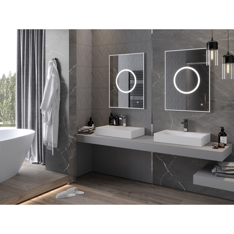 Mexen Koga 60 x 80 cm-es, megvilágított fürdőszobai tükör, LED 6000K, páramentesítő - 9821-060-080-611-00