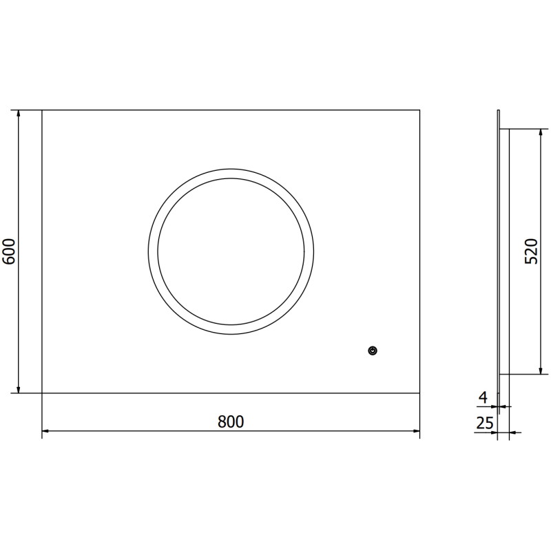 Mexen Koga 80 x 60 cm-es, LED 6000K, páramentesíthető fürdőszobai tükör - 9821-080-060-611-00
