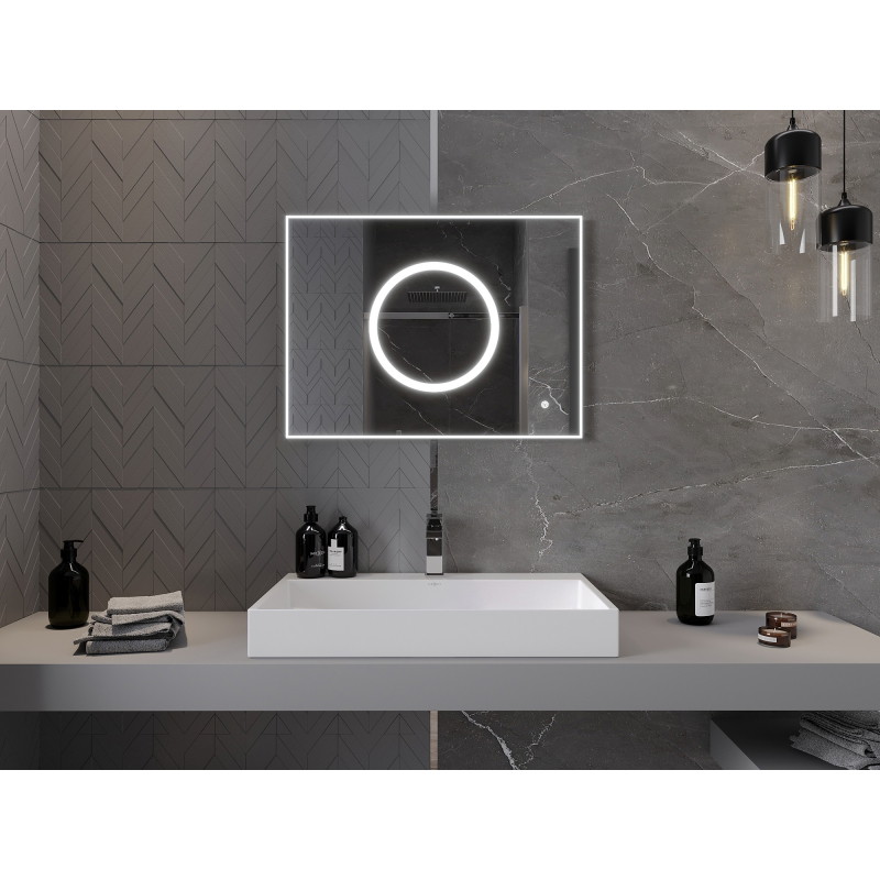 Mexen Koga 80 x 60 cm-es, LED 6000K, páramentes fürdőszobai tükör világítással - 9821-080-060-611-00