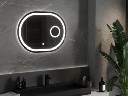 Mexen Umba LED világítású fürdőszobai tükör kozmetikai nagyítóval, 80 x 60 cm, 6000K, páramentes