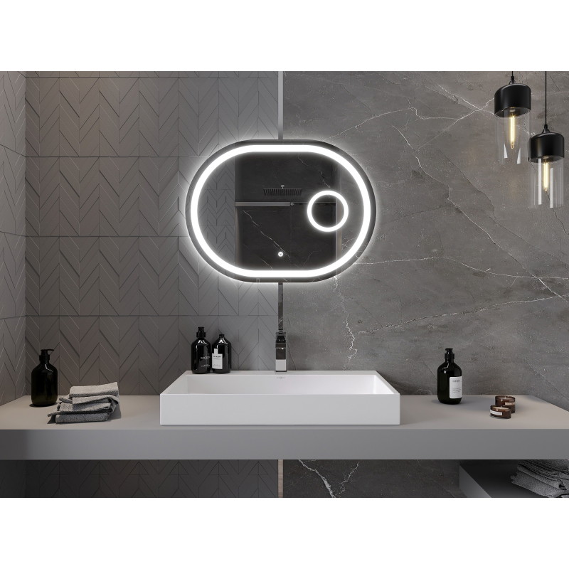 Mexen Umba oglindă de baie iluminată cu oglindă cosmetică 80 x 60 cm, LED 6000K, anti-aburire - 9822-080-060-611-00