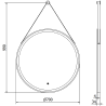 Mexen Reni oglindă de baie iluminată, rotundă 70 cm, LED 6000K, antiaburire, ramă neagră - 9812-070-070-611-70
