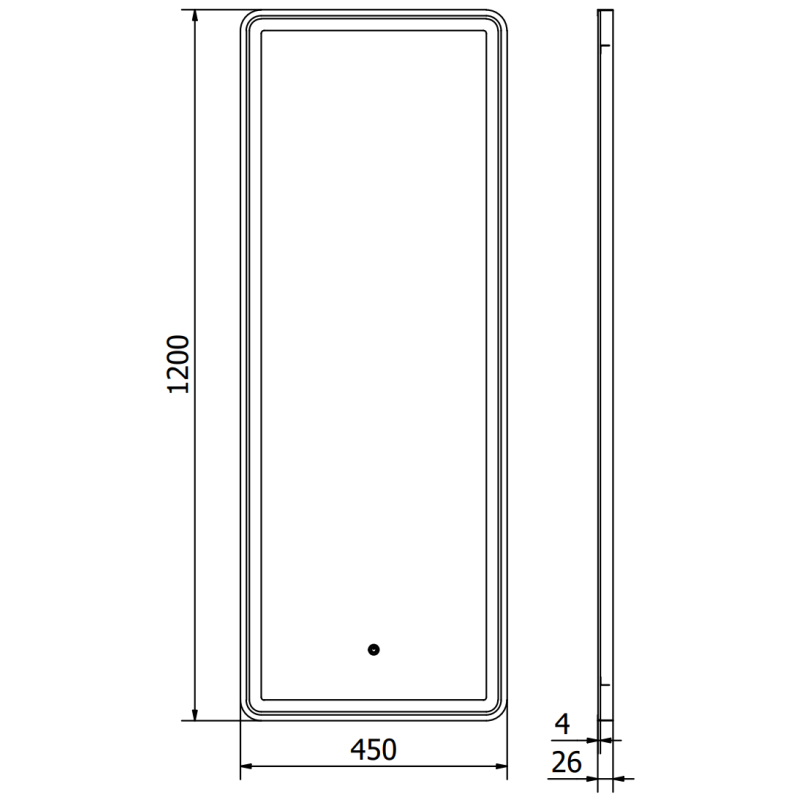 Mexen Coro oglindă de baie iluminată 45 x 120 cm, LED 6000K, anti-abur, ramă neagră - 9817-045-120-611-70