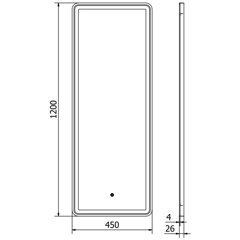 Mexen Coro oglindă de baie iluminată 45 x 120 cm, LED 6000K, anticeață, ramă neagră - 9817-045-120-611-70