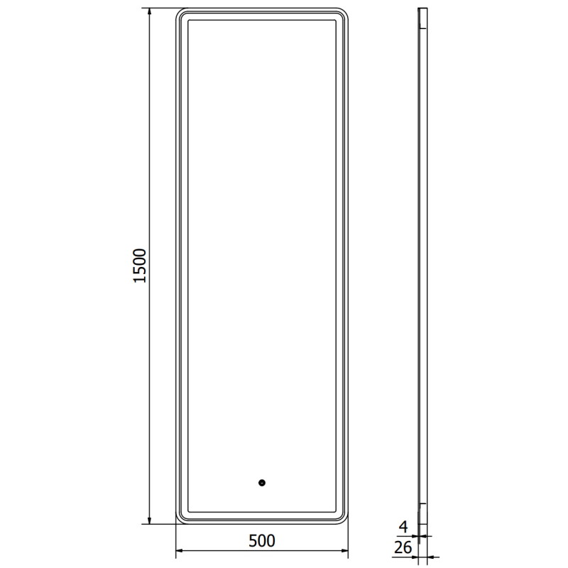 Mexen Coro oglindă de baie iluminată 50 x 150 cm, LED 6000K, anti-aburire, ramă neagră - 9817-050-150-611-70
