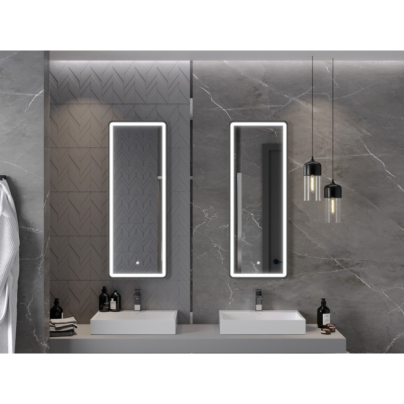 Mexen Coro oglindă de baie iluminată 45 x 120 cm, LED 6000K, anti-aburire, ramă neagră - 9817-045-120-611-70