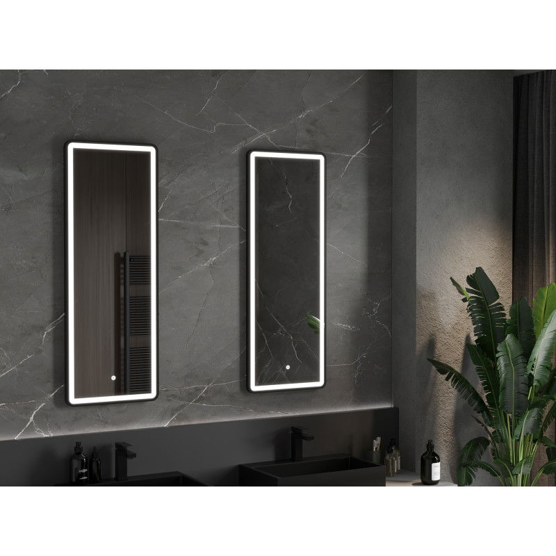Mexen Coro oglindă de baie iluminată 45 x 120 cm, LED 6000K, anti-abur, ramă neagră - 9817-045-120-611-70