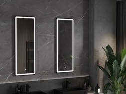 Mexen Coro oglindă de baie iluminată 45 x 120 cm, LED 6000K, anticeață, ramă neagră - 9817-045-120-611-70