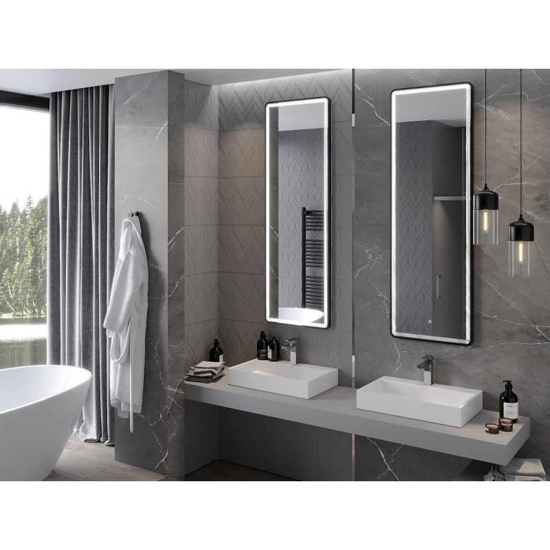 Mexen Coro világító fürdőszobai tükör 50 x 150 cm, LED 6000K, páramentes, fekete keret - 9817-050-150-611-70