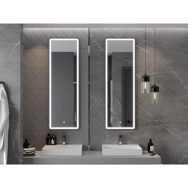 Mexen Coro oglindă de baie iluminată 50 x 150 cm, LED 6000K, anti-aburire, ramă neagră - 9817-050-150-611-70