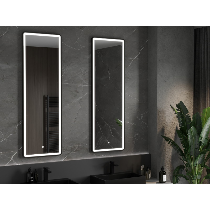 Mexen Coro oglindă de baie iluminată 50 x 150 cm, LED 6000K, anti-aburire, ramă neagră - 9817-050-150-611-70