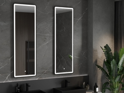 Mexen Coro oglindă de baie iluminată 50 x 150 cm, LED 6000K, antiaburire, cadru negru - 9817-050-150-611-70