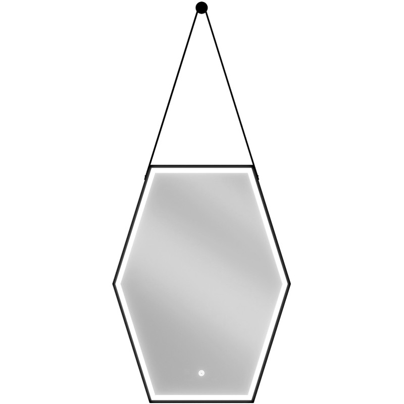 Mexen Orla megvilágított fürdőszobai tükör 60 x 80 cm, LED 6000K, páramentes, fekete keret - 9815-060-080-611-70