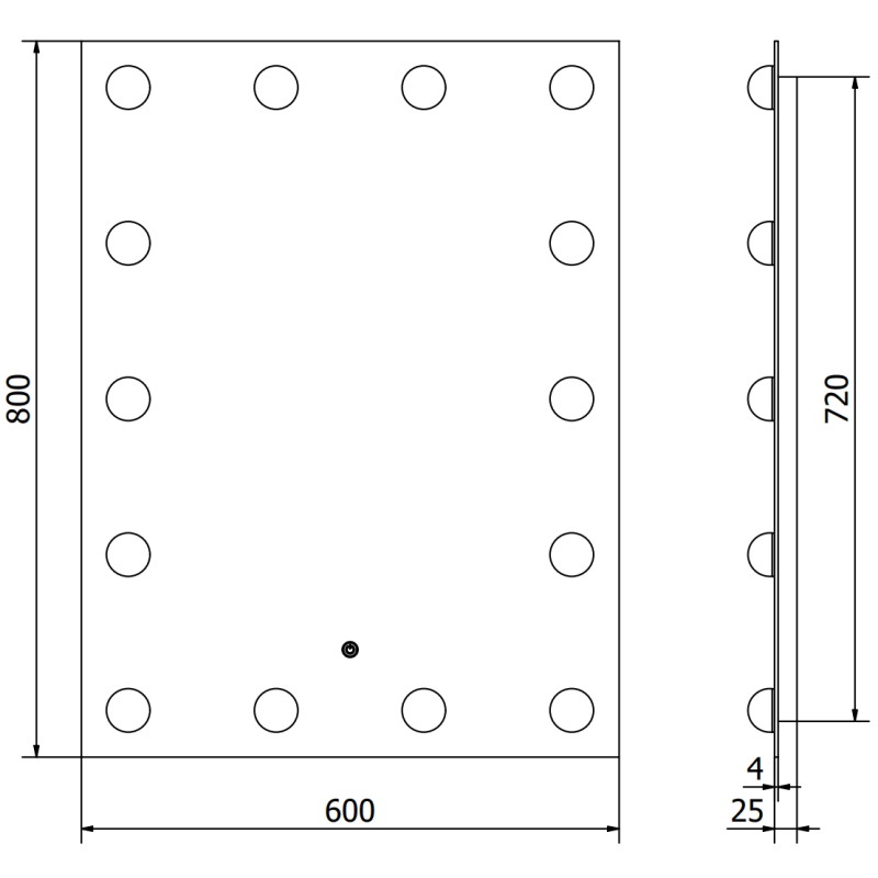 Mexen Dona 60 x 80 cm-es, megvilágított fürdőszobai tükör, LED 6000K, páramentes - 9818-060-080-611-00