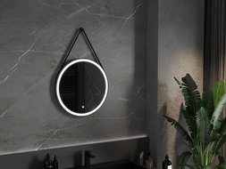 Mexen Reni oglindă iluminată de baie, rotunde 60 cm, LED 6000K, anti aburire, ramă neagră - 9812-060-060-611-70