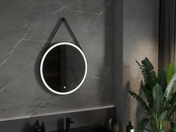 Mexen Reni oglindă de baie iluminată, rotundă 70 cm, LED 6000K, anti-aburire, ramă neagră - 9812-070-070-611-70